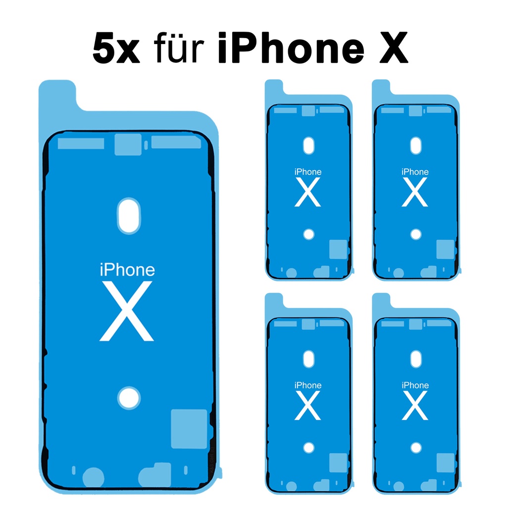 5x iPhone X 10 Rahmen Display LCD Kleber Klebepad Adhesive Wasser Dichtung Kleberahmen Rahmenkleber Schwarz