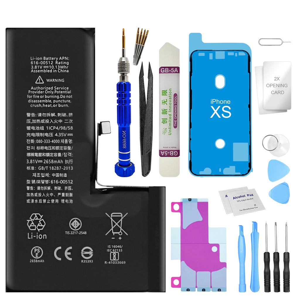 [DNG-0-1988] Ersatzakku für Apple iPhone XS Akku Li-Ion - Ersetzt APN 616-00512 + Werkzeugset