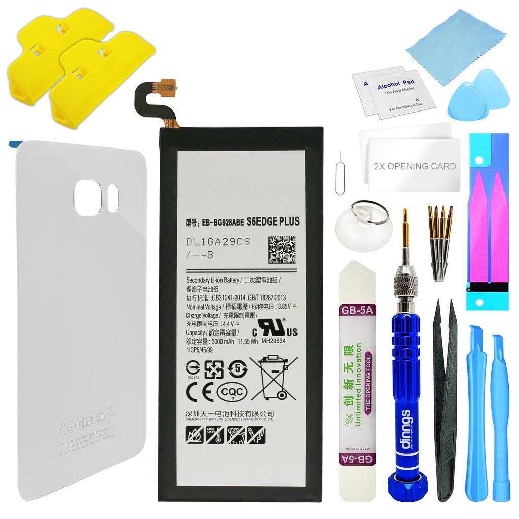 [DNG-0-2102] Ersatzakku Akku für Samsung Galaxy S6 Edge Plus SM-G928F EB-BG928ABE + Akkudeckel White (Weiß) + Werkzeug Set / Umbau Kit