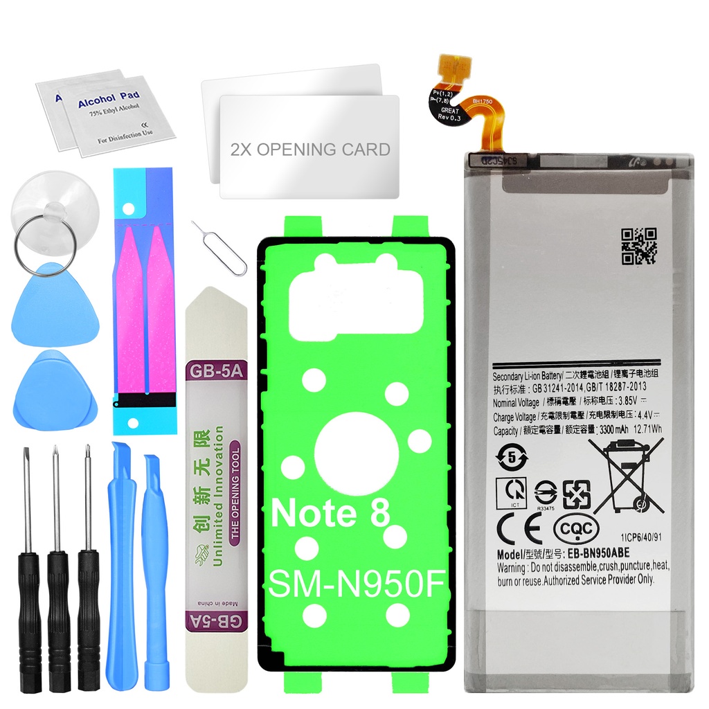 Akku für Samsung Galaxy Note 8 N950F ersetzt EB-BN950ABA + Werkzeugset + Kleberahmen