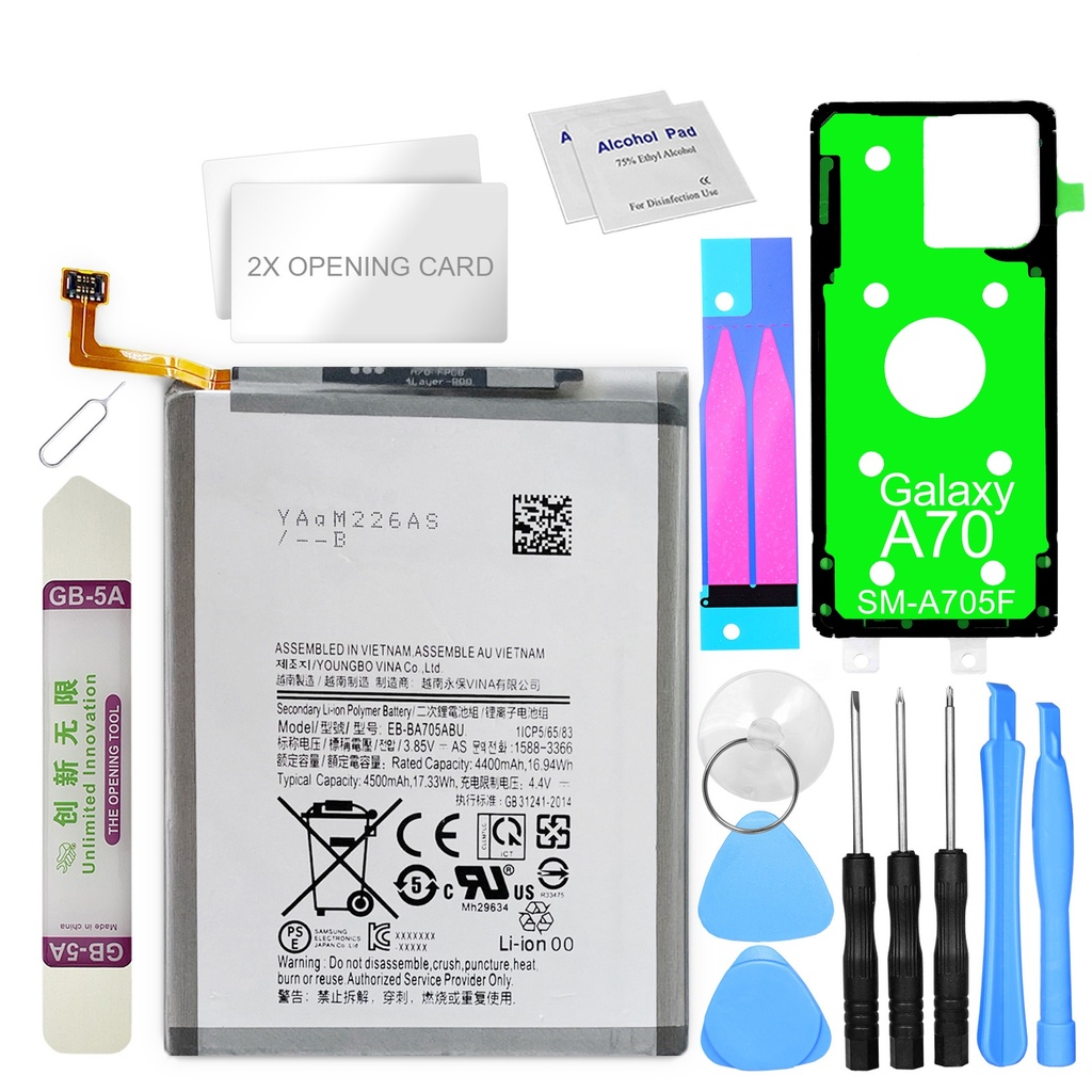[DNG-0-2196] Akku ersetzt Samsung EB-BA705ABU kompatibel zu Galaxy A70 SM-A705F BA705 + Werkzeugset + Kleberahmen