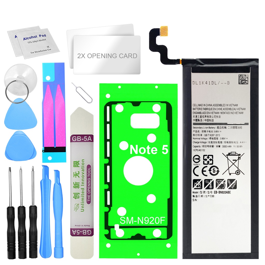 [DNG-0-2203] Akku für Samsung Galaxy Note 5 SM-N920F ersetzt EB-BN920ABE + Werkzeugset + Kleberahmen