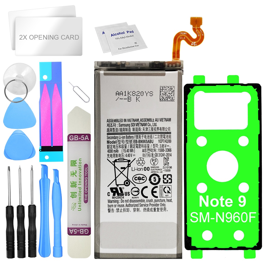 [DNG-0-2218] Akku für Samsung Galaxy Note 9 SM-N960F ersetzt EB-BN965ABU + Werkzeugset + Kleberahmen