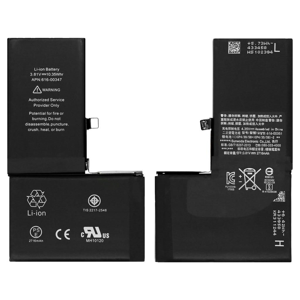 Ersatzakku für Apple iPhone X Akku Li-Ion - Ersetzt APN 616-00346 616-00347 616-00351