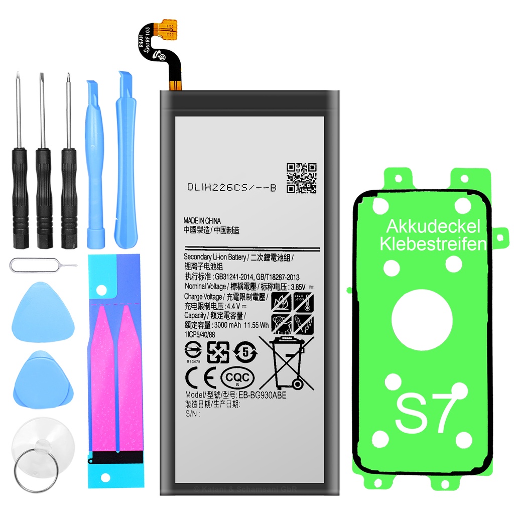 [DNG-0-2767] Ersatzakku Akku für Samsung Galaxy S7 SM-G930F EB-BG930 + Werkzeug + Kleberahmen