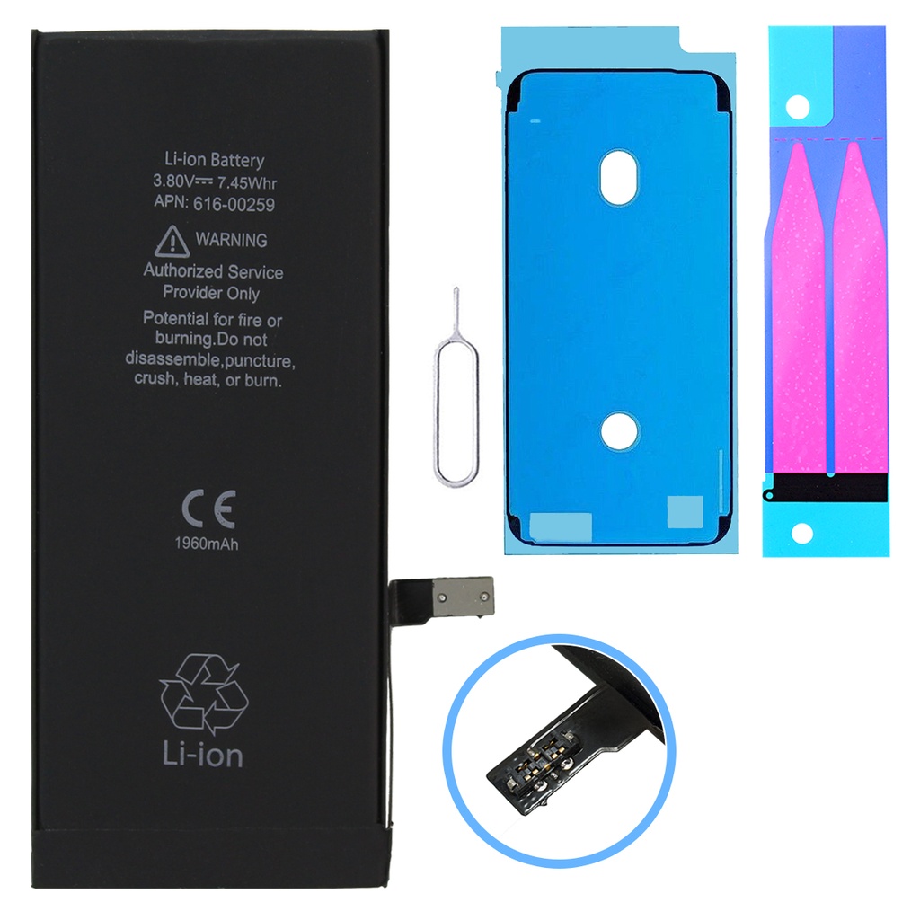 Ersatzakku für Apple iPhone 7 / 7G Akku Li-Ion - Ersetzt APN 616-00258 mit Kleberahmen + Klebestreifen 616-00259