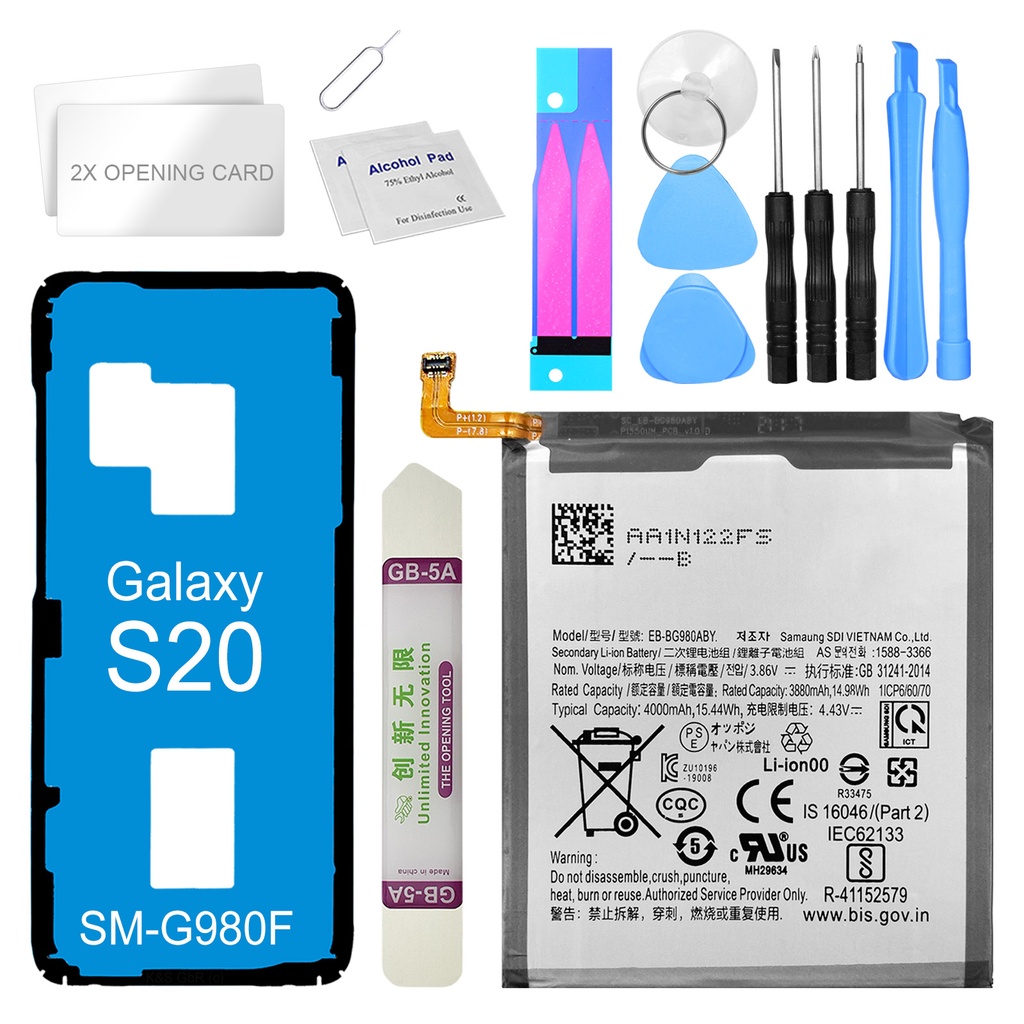 Akku kompatibel zu Samsung Galaxy S20 SM-G980F 4G/5G ersetzt EB-BA980ABY + Werkzeugset