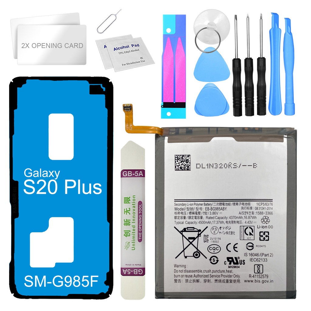 Akku kompatibel zu Samsung Galaxy S20 PLUS SM-G985F  ersetzt EB-BA985ABY + Werkzeugset