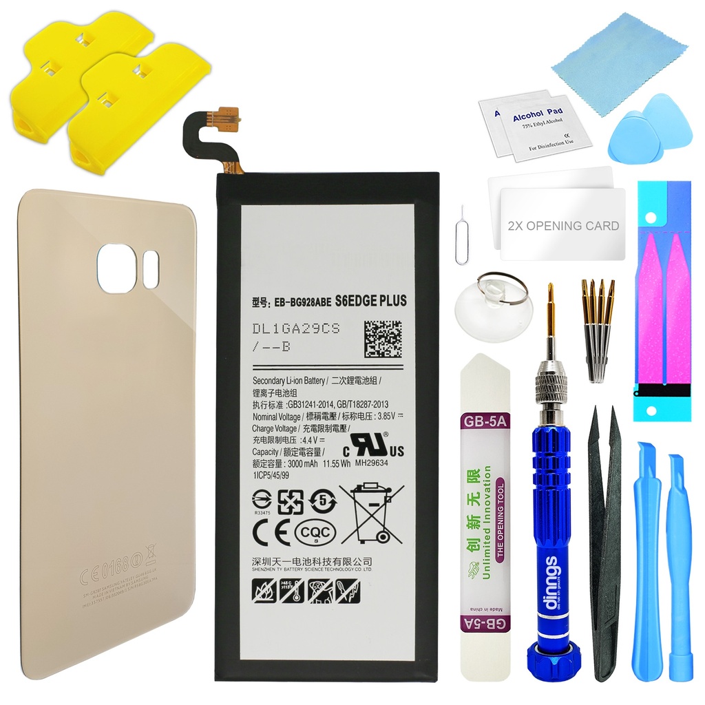 Ersatzakku Akku für Samsung Galaxy S6 Edge Plus SM-G928F EB-BG928ABE + Akkudeckel Gold + Werkzeug Set / Umbau Kit