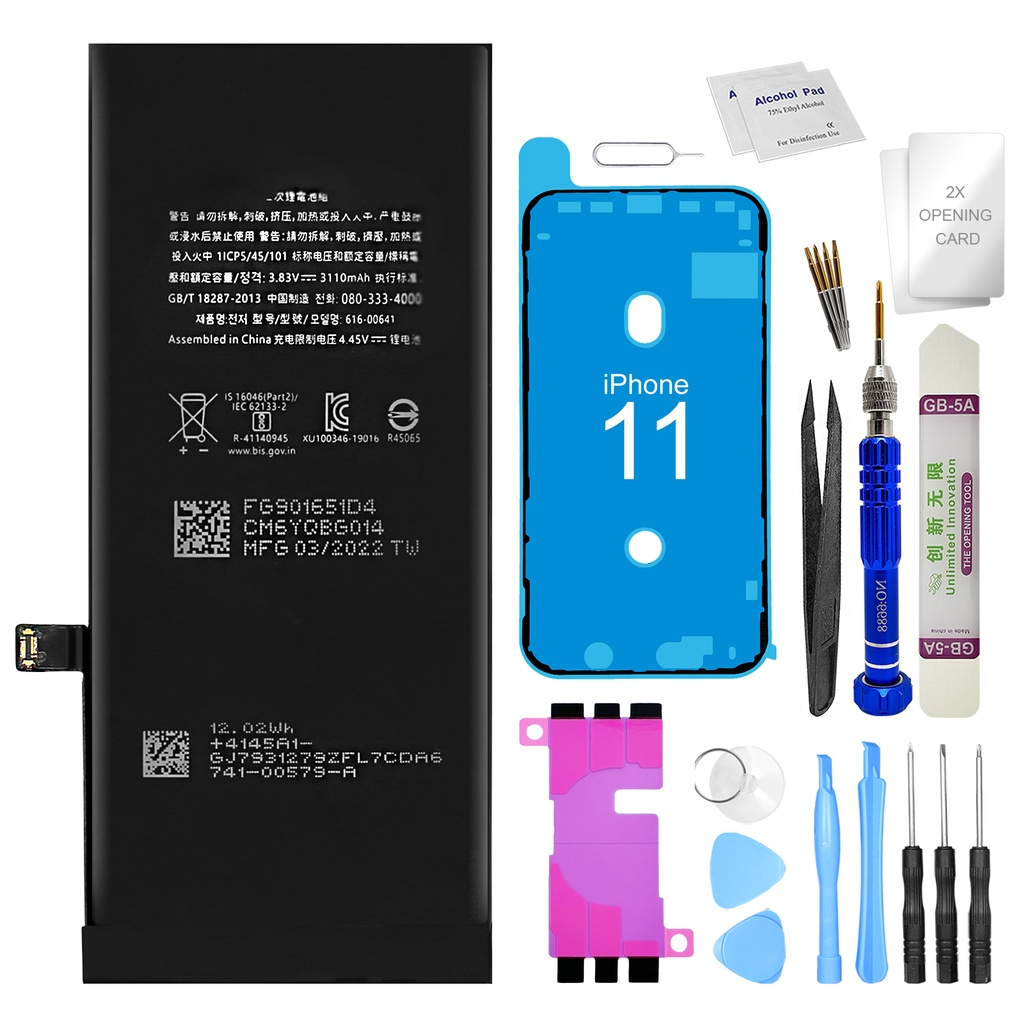 Ersatzakku für Apple iPhone 11 Akku Li-Ion - Ersetzt APN 616-00641 + Werkzeugset