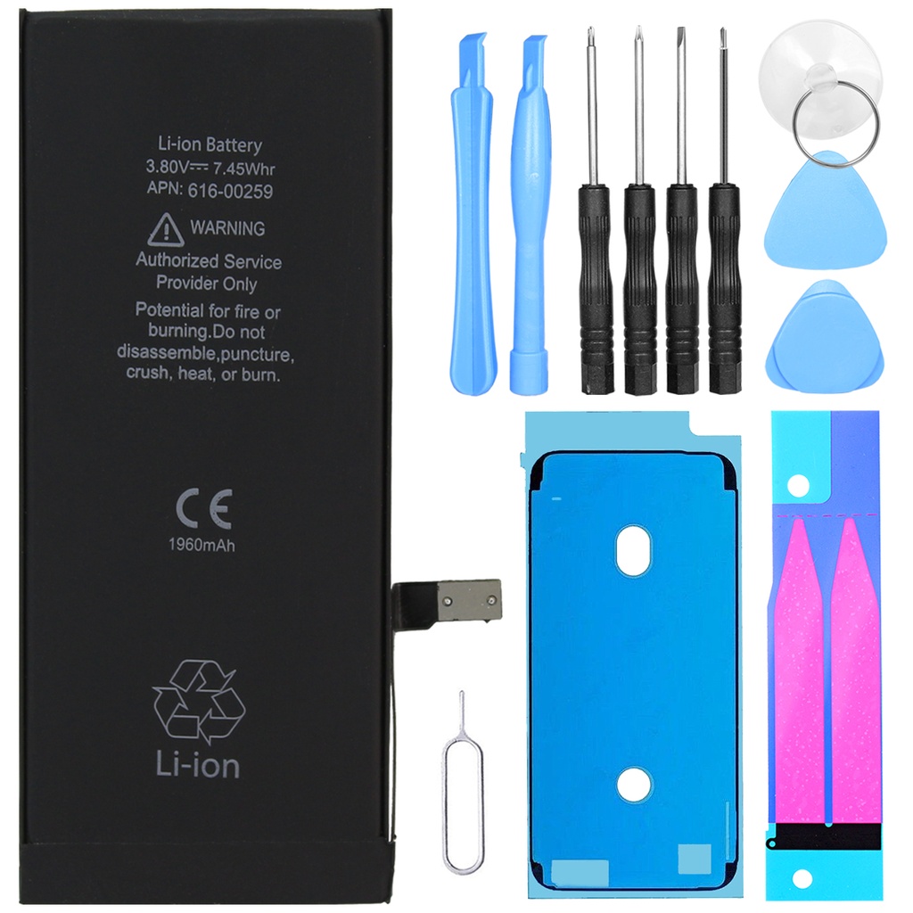 Ersatzakku für Apple iPhone 7 / 7G Akku Li-Ion - Ersetzt APN 616-00258 mit Werkzeug + Klebestreifen + Kleberahmen 616-00259