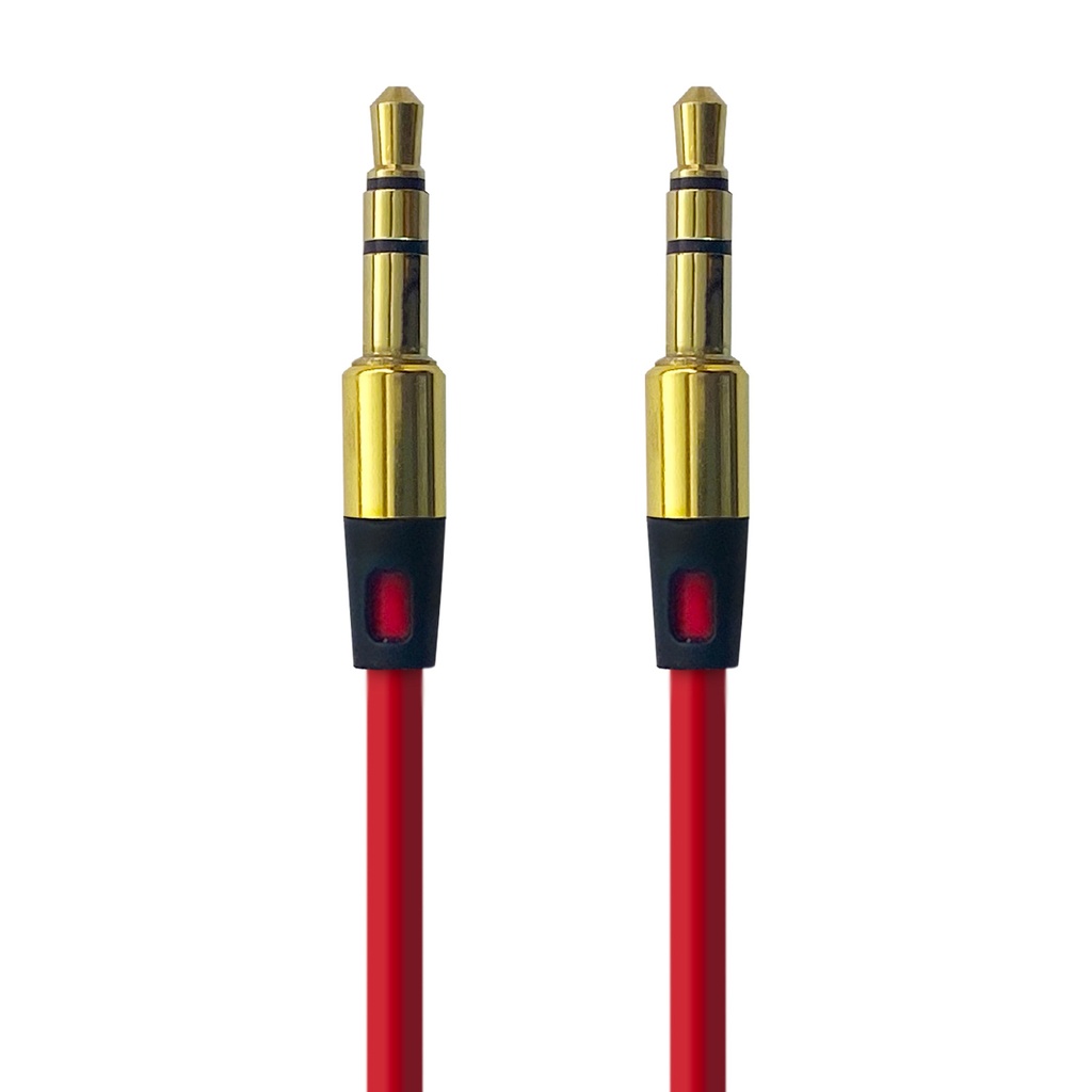 AUX Audio Kabel 1m 3,5mm Rot Klinkenstecker für Stereo MP3 iPhone iPod Auto