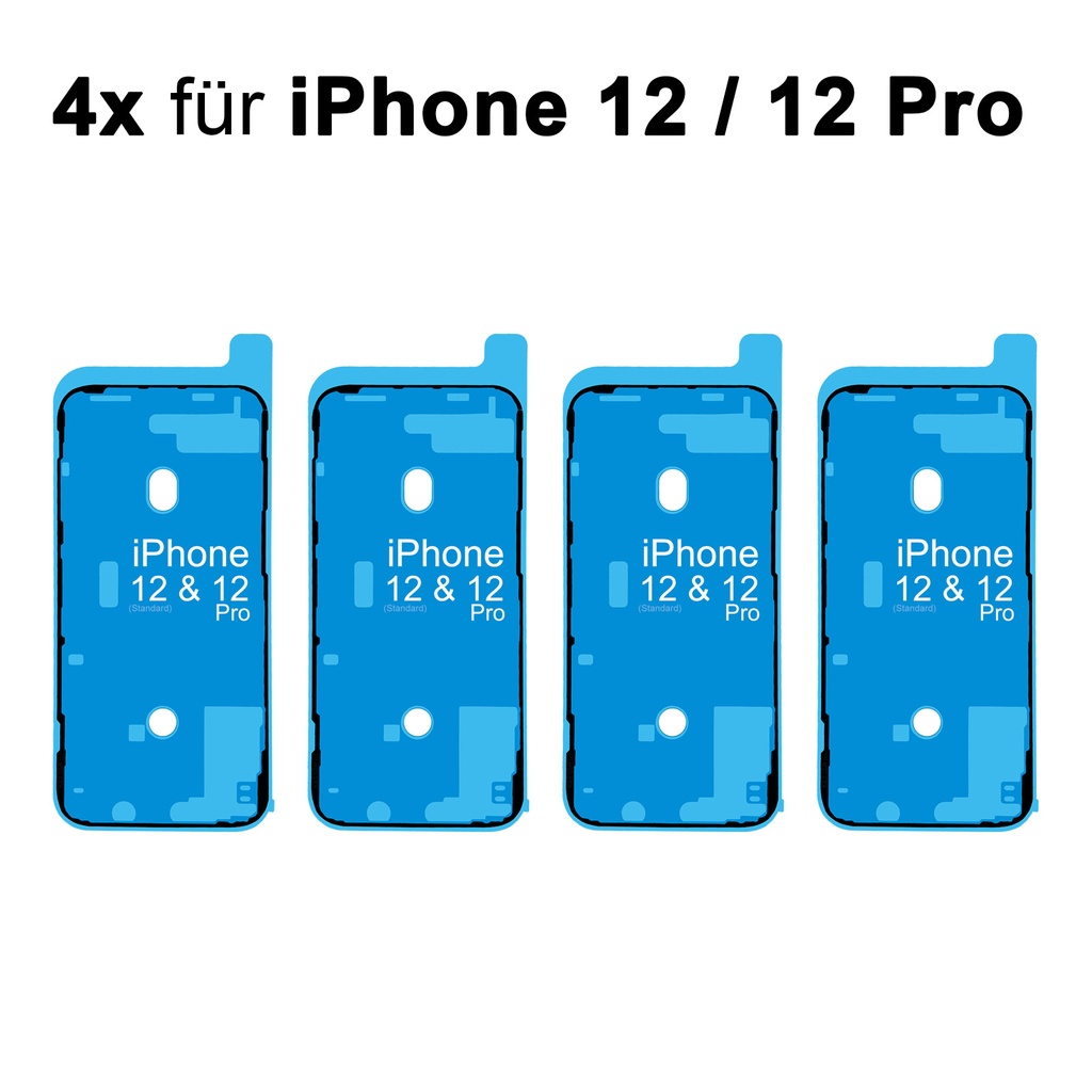 4x iPhone 12 / 12 Pro Rahmen Display LCD Kleber Klebepad Adhesive Wasser Dichtung Kleberahmen Rahmenkleber Schwarz