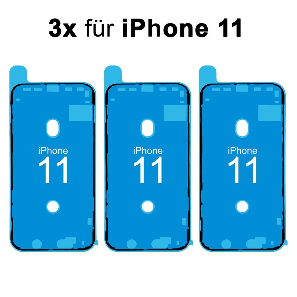 [DNG-0-2410] 3x iPhone 11 Rahmen Display LCD Kleber Klebepad Adhesive Wasser Dichtung Kleberahmen Rahmenkleber Schwarz