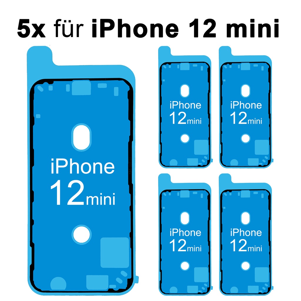 [DNG-0-1946] 5x iPhone 12 Mini Rahmen Display LCD Kleber Klebepad Adhesive Wasser Dichtung Kleberahmen Rahmenkleber Schwarz