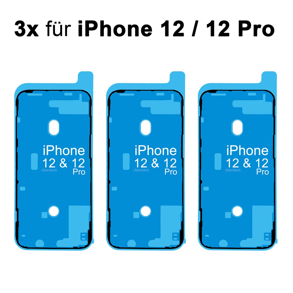 [DNG-0-2388] 3x iPhone 12 / 12 Pro Rahmen Display LCD Kleber Klebepad Adhesive Wasser Dichtung Kleberahmen Rahmenkleber Schwarz