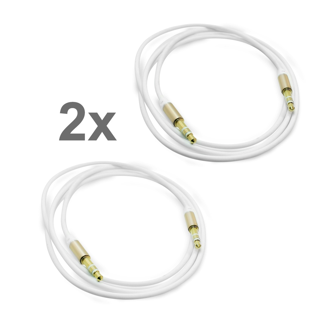 [DNG-0-2022] 2x AUX Audio Kabel 1m 3,5mm Weiß Klinkenstecker für Stereo MP3 iPhone iPod Auto
