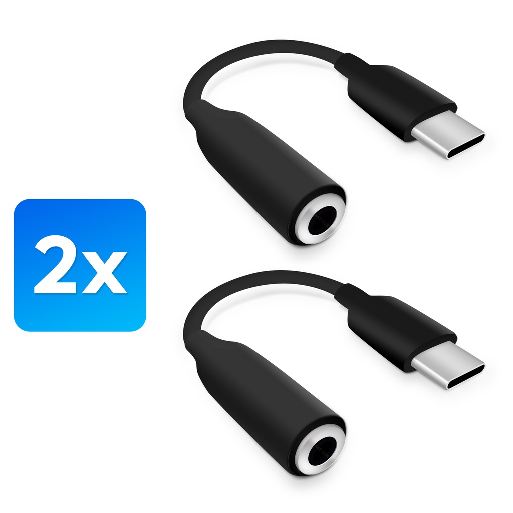 [DNG-0-2530] 2x USB C auf 3,5 mm Klinke AUX Adapter Kopfhörer Audio Handy Kabel Schwarz