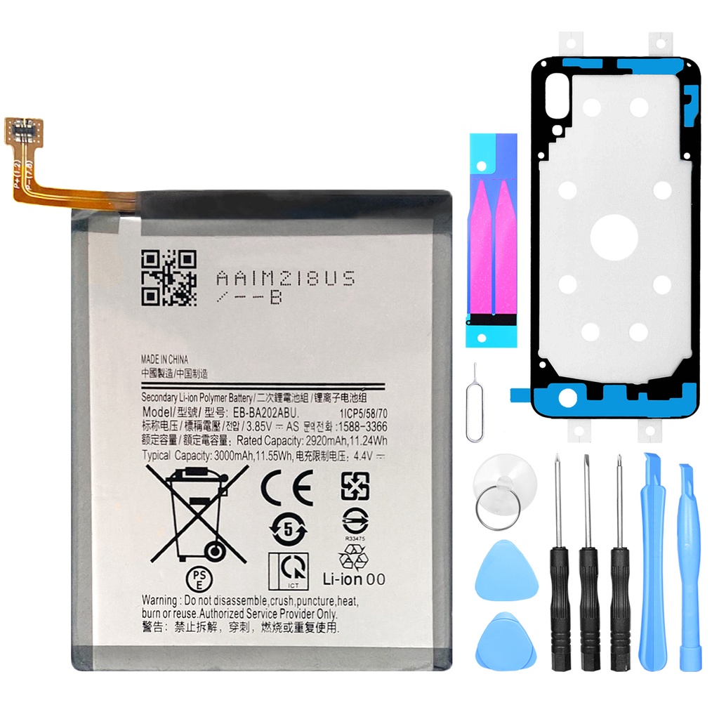 [DNG-0-1983] Akku ersetzt Samsung EB-BA202ABU kompatibel zu Galaxy A20e SM-A202F, Dual Sim + Werkzeugset