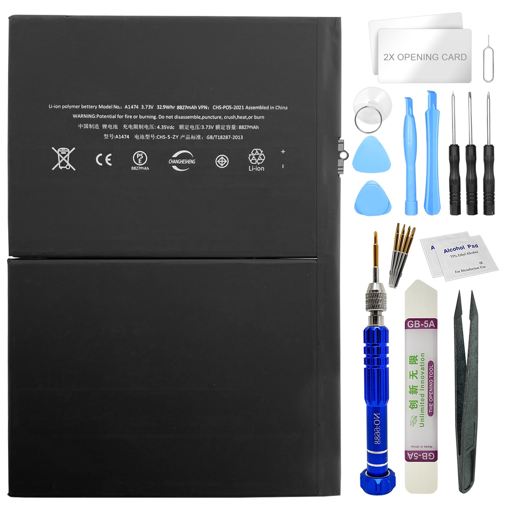 [DNG-0-2006] Akku kompatibel zu Apple iPad Air 1. / iPad 5 - ersetzt A1474 8827mAh + Premium Werkzeugset