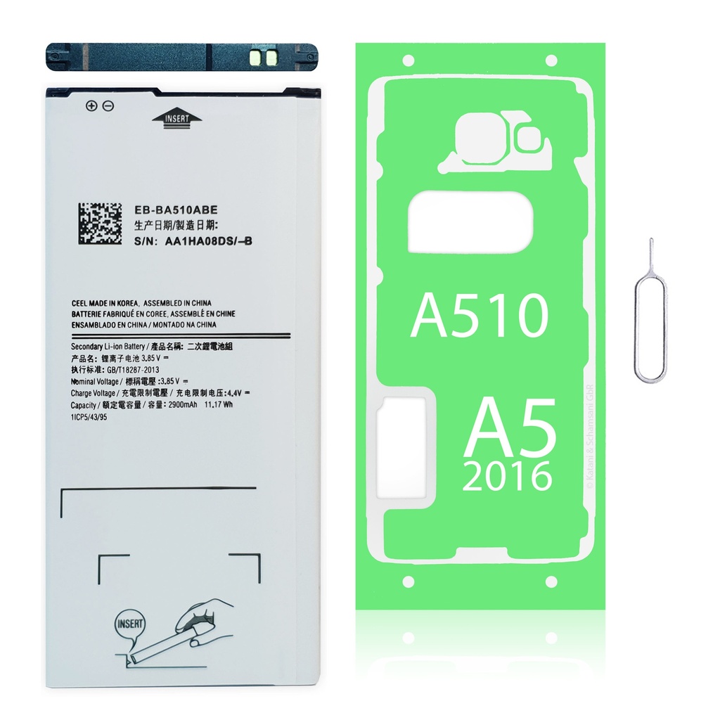 [DNG-0-2034] Ersatzakku Samsung Galaxy A5 2016 SM-A5100 EB-BA510ABE + Kleberahmen + Pin Nadel