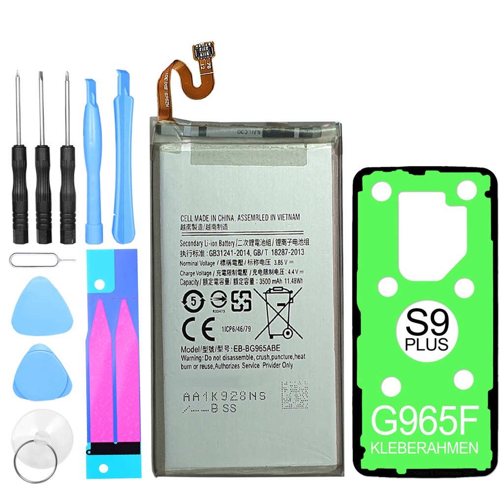 [DNG-0-2056] Ersatzakku Akku für Samsung Galaxy S9 Plus SM-G965 EB-BG965ABE + Werkzeugset + Kleberahmen