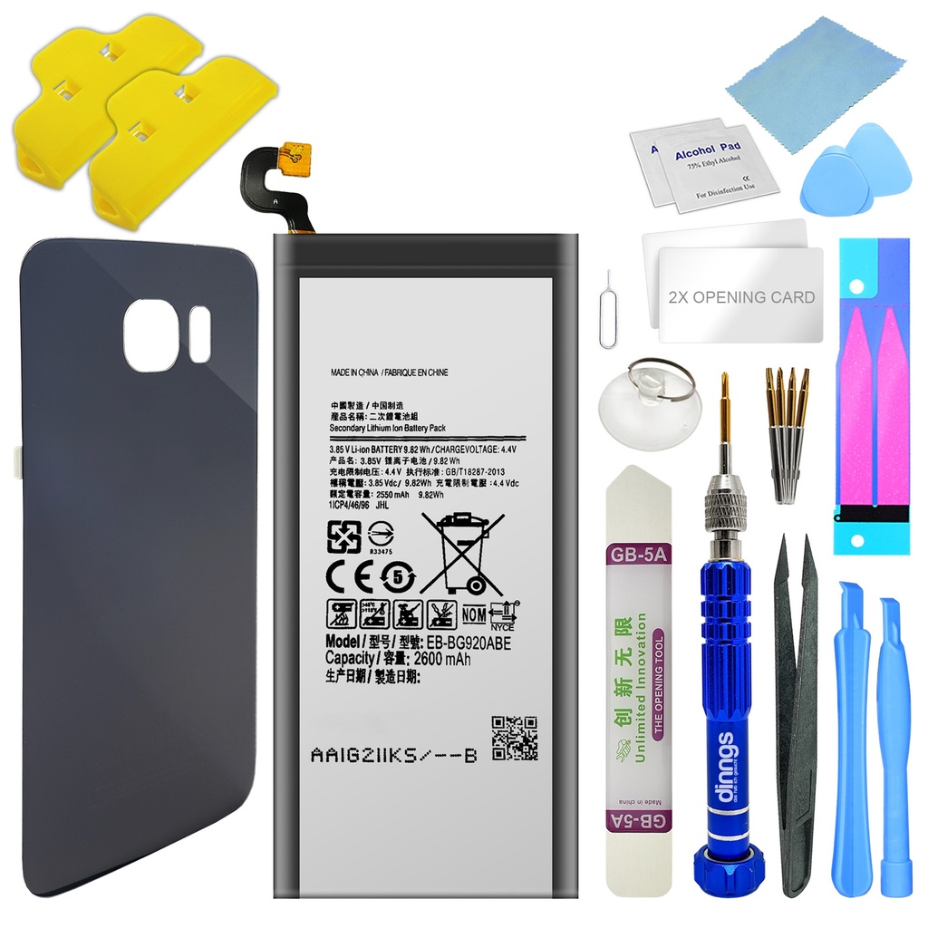 [DNG-0-2797] Ersatzakku Akku für Samsung Galaxy S6 SM-G920F EB-BG920ABE + Akkudeckel Dark Blue + Werkzeug Set / Umbau KitDa