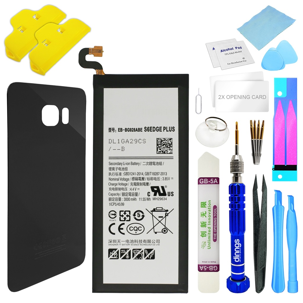 [DNG-0-2800] Ersatzakku Akku für Samsung Galaxy S6 Edge Plus SM-G928F EB-BG928ABE + Akkudeckel Black (Schwarz) + Werkzeug Set / Umbau Kit